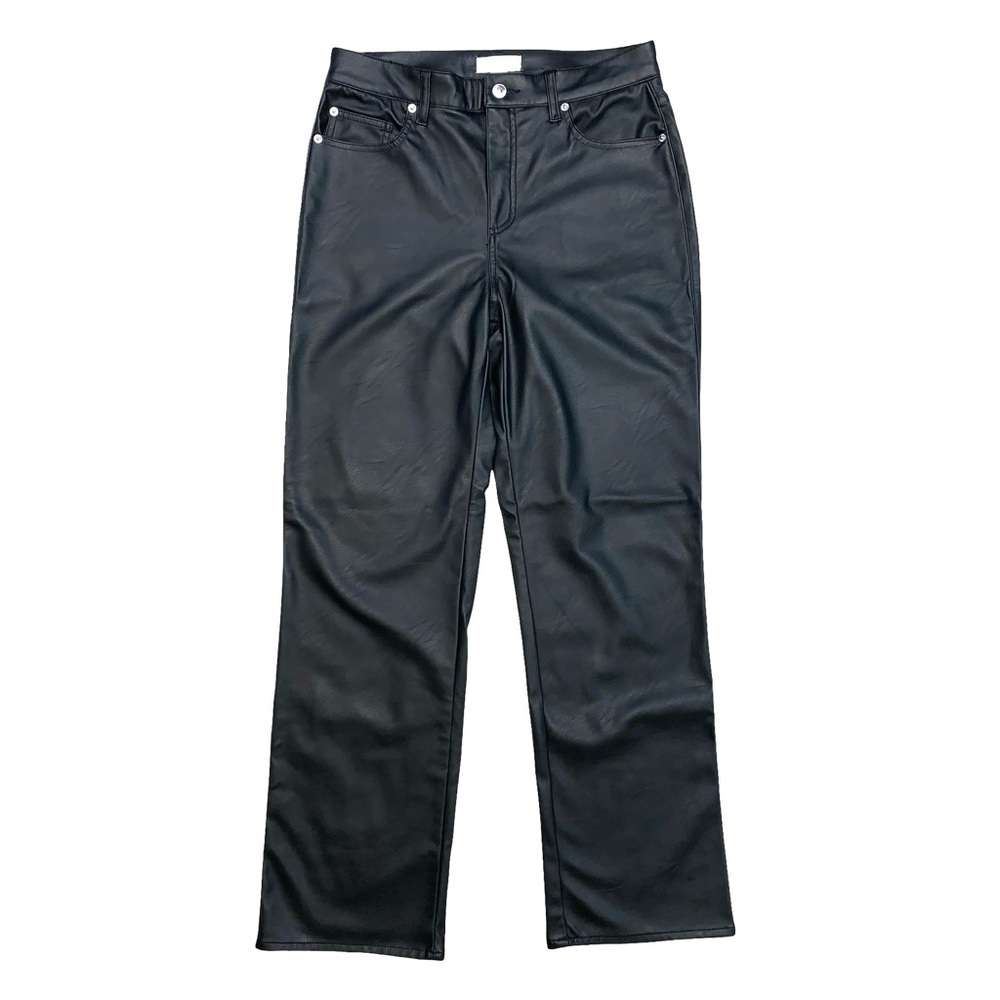 H&M Faux Leather Pants Black Classic Casual Straight Relaxed Fall Autumn Moto